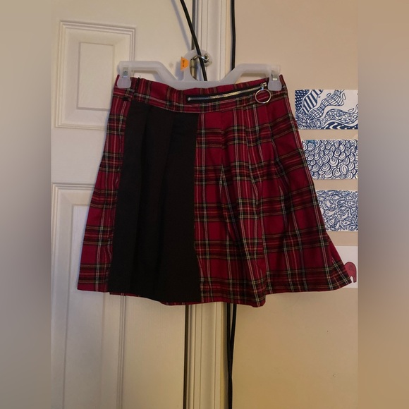 Dresses & Skirts - Black and Red Plaid Skirt with Faux O-Ring Zipper